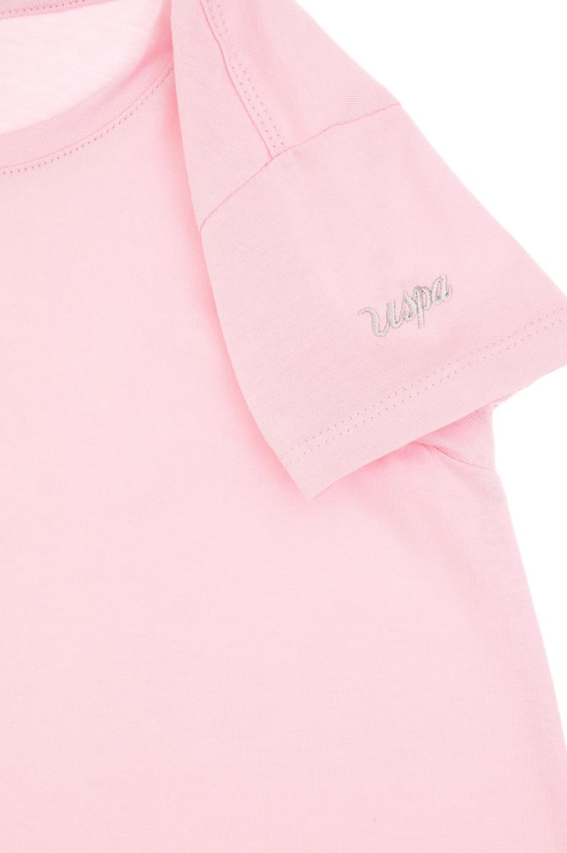 Kız Çocuk Açık Pembe Bisiklet Yaka Kısa Kol Örme Elbise