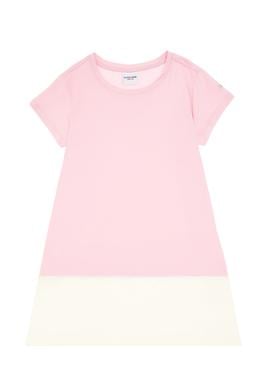 Kız Çocuk Açık Pembe Bisiklet Yaka Kısa Kol Örme Elbise - 50306268028