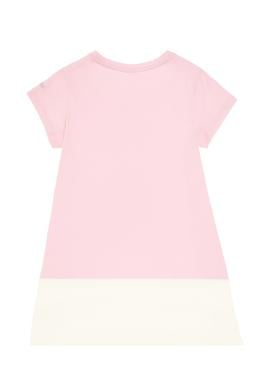 Kız Çocuk Açık Pembe Bisiklet Yaka Kısa Kol Örme Elbise - 50306268028