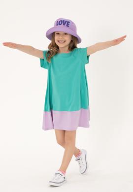 Kız Çocuk Mint Bisiklet Yaka Kısa Kol Örme Elbise - 50306268013