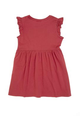 Kız Çocuk Vişne Fırfır Kollu Bisiklet Yaka Pamuk Örme Elbise - 50306281016