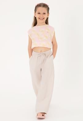 Kız Çocuk Açık Pembe Çiçek Desenli Kolsuz Gömlek - 50306603001