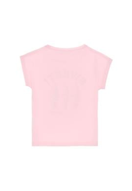 Kız Çocuk Açık Pembe Bisiklet Yaka Dondurma Baskılı Pamuk Tişört - 50306169010