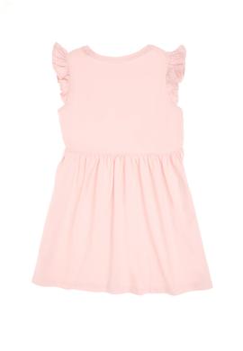 Kız Çocuk Pudra Fırfır Kollu Bisiklet Yaka Pamuk Örme Elbise - 50306281007