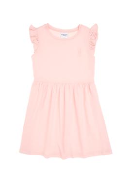 Kız Çocuk Pudra Fırfır Kollu Bisiklet Yaka Pamuk Örme Elbise - 50306281007