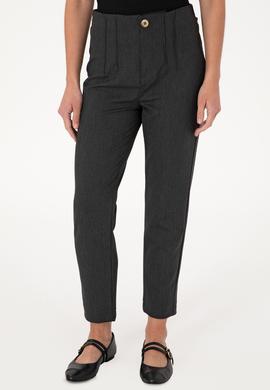 Kadın Antrasit Carrot High Waist Fit Kanvas Pantolon - 50309121004