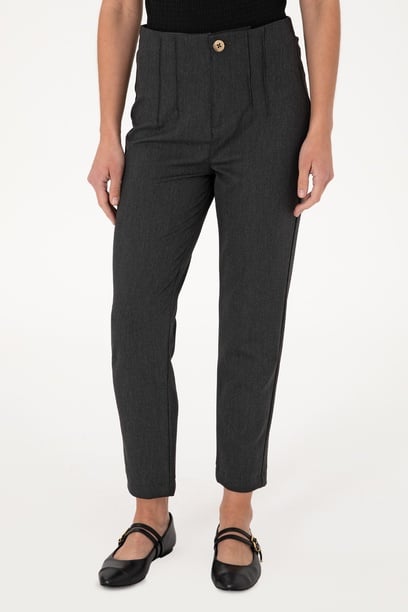 Kadın Antrasit Carrot High Waist Fit Kanvas Pantolon