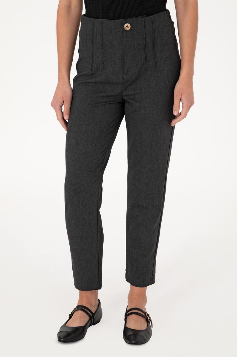 Kadın Antrasit Carrot High Waist Fit Kanvas Pantolon