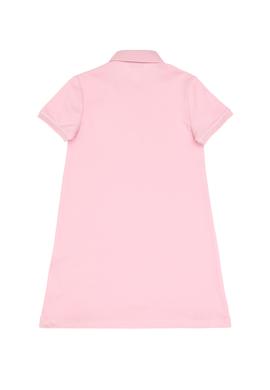 Kız Çocuk Açık Pembe Polo Yaka Kısa Kol A-Form Basic Örme Elbise - 50306051071