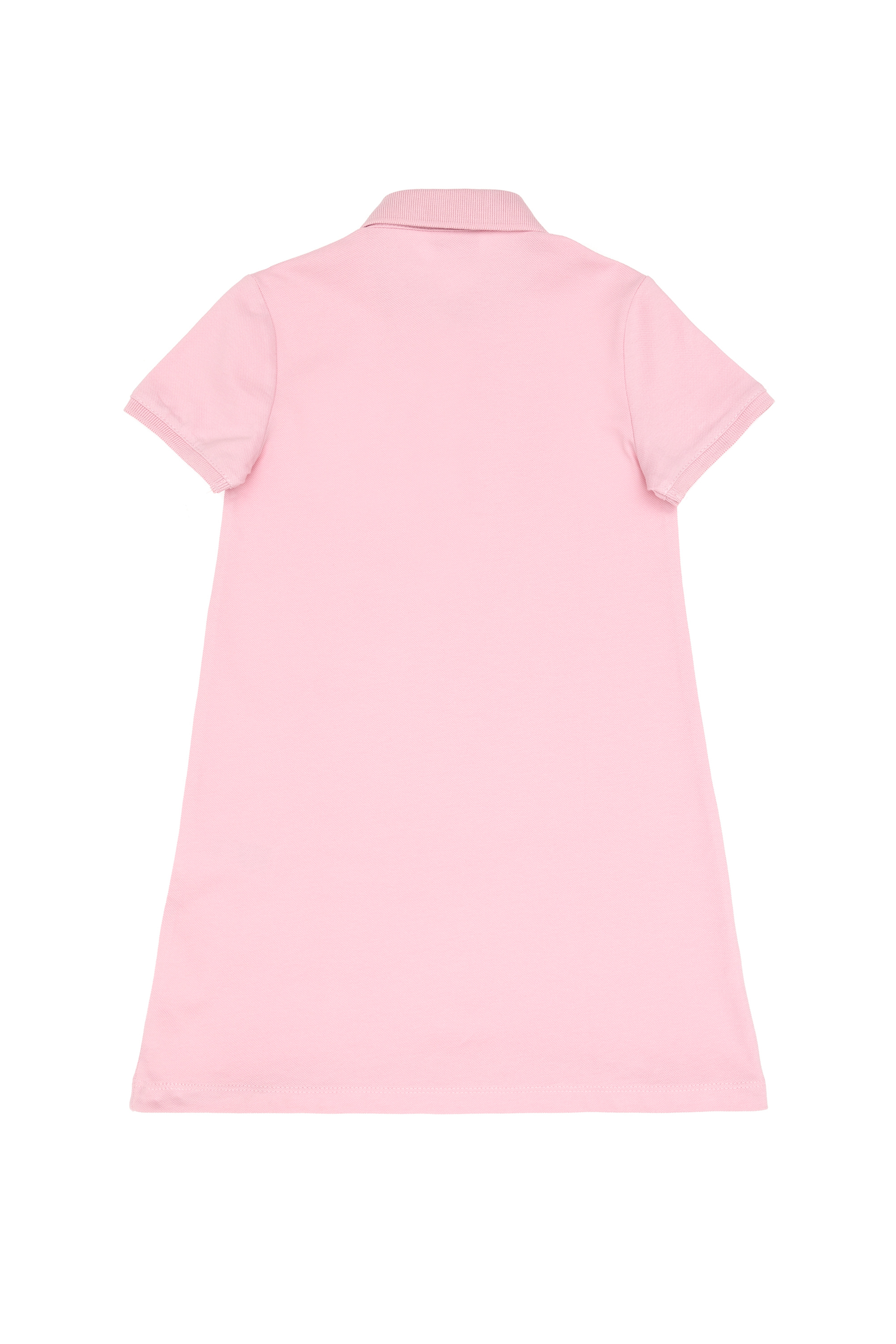 Kız Çocuk Açık Pembe Polo Yaka Kısa Kol A-Form Basic Örme Elbise