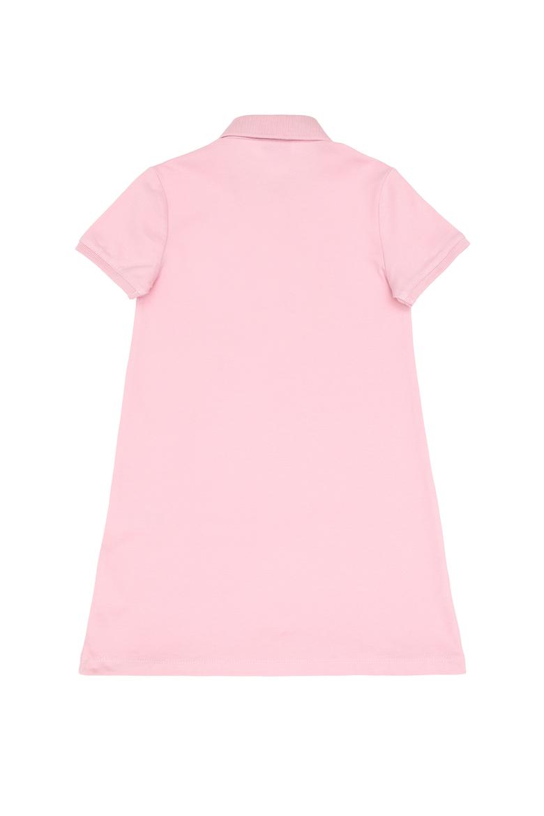 Kız Çocuk Açık Pembe Polo Yaka Kısa Kol A-Form Basic Örme Elbise - 50306051071