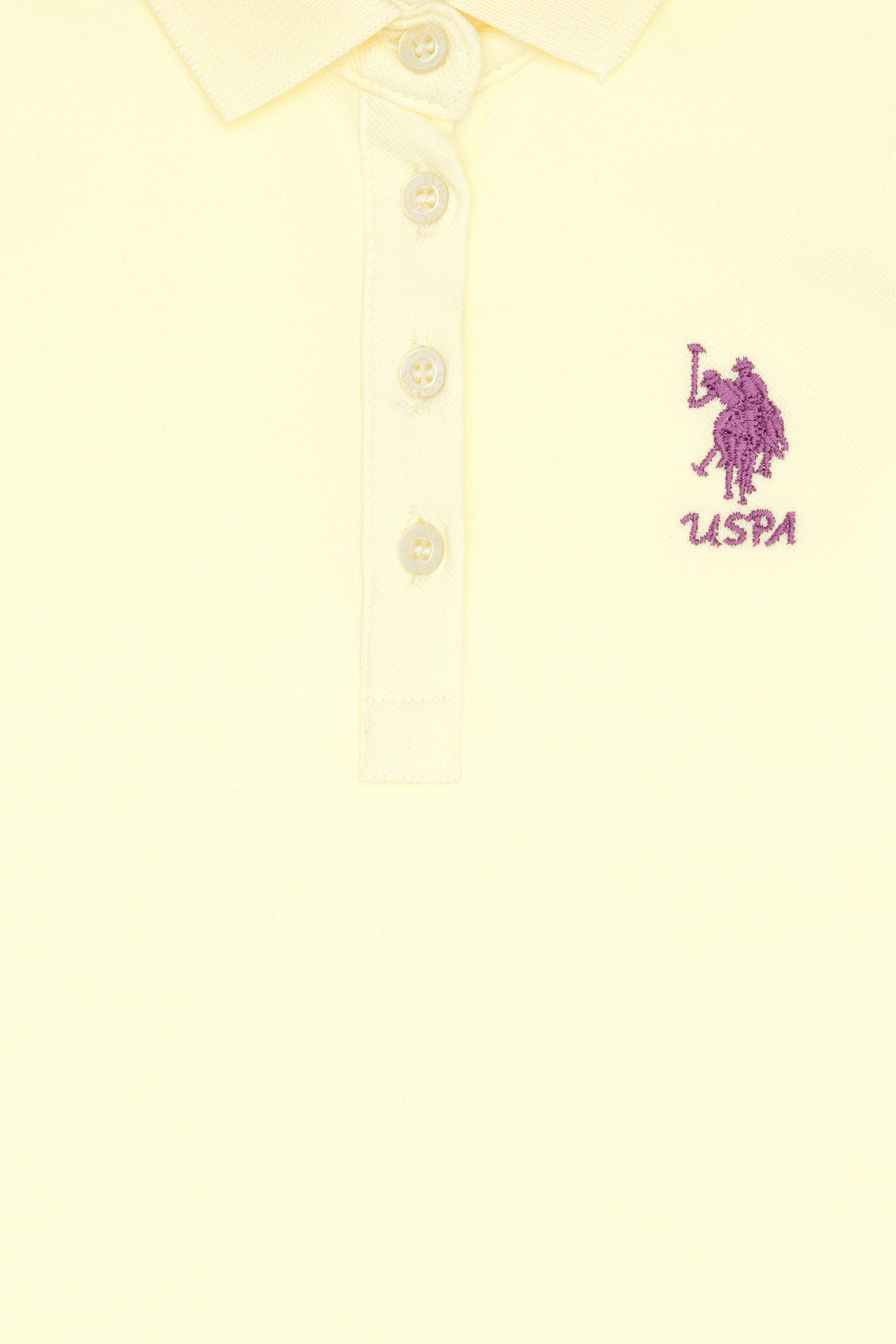 Kız Çocuk Limon Polo Yaka Kısa Kol A-Form Basic Örme Elbise - Image 6