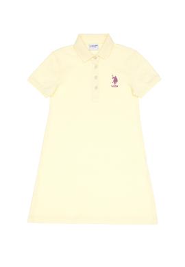 Kız Çocuk Limon Polo Yaka Kısa Kol A-Form Basic Örme Elbise - 50306051034