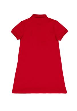 Kız Çocuk Kırmızı Polo Yaka Kısa Kol A-Form Basic Örme Elbise - 50306051027