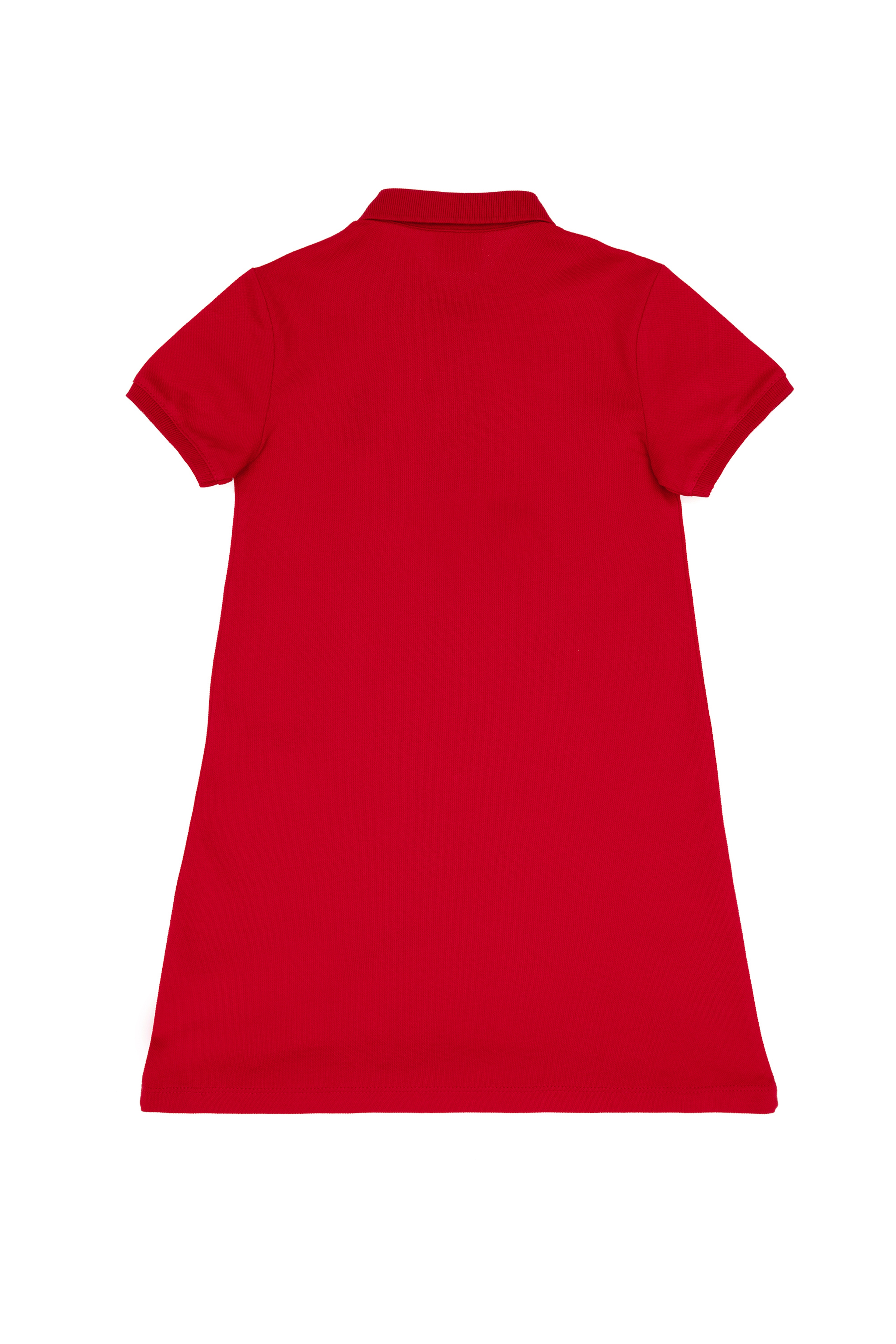 Kız Çocuk Kırmızı Polo Yaka Kısa Kol A-Form Basic Örme Elbise - Image 4