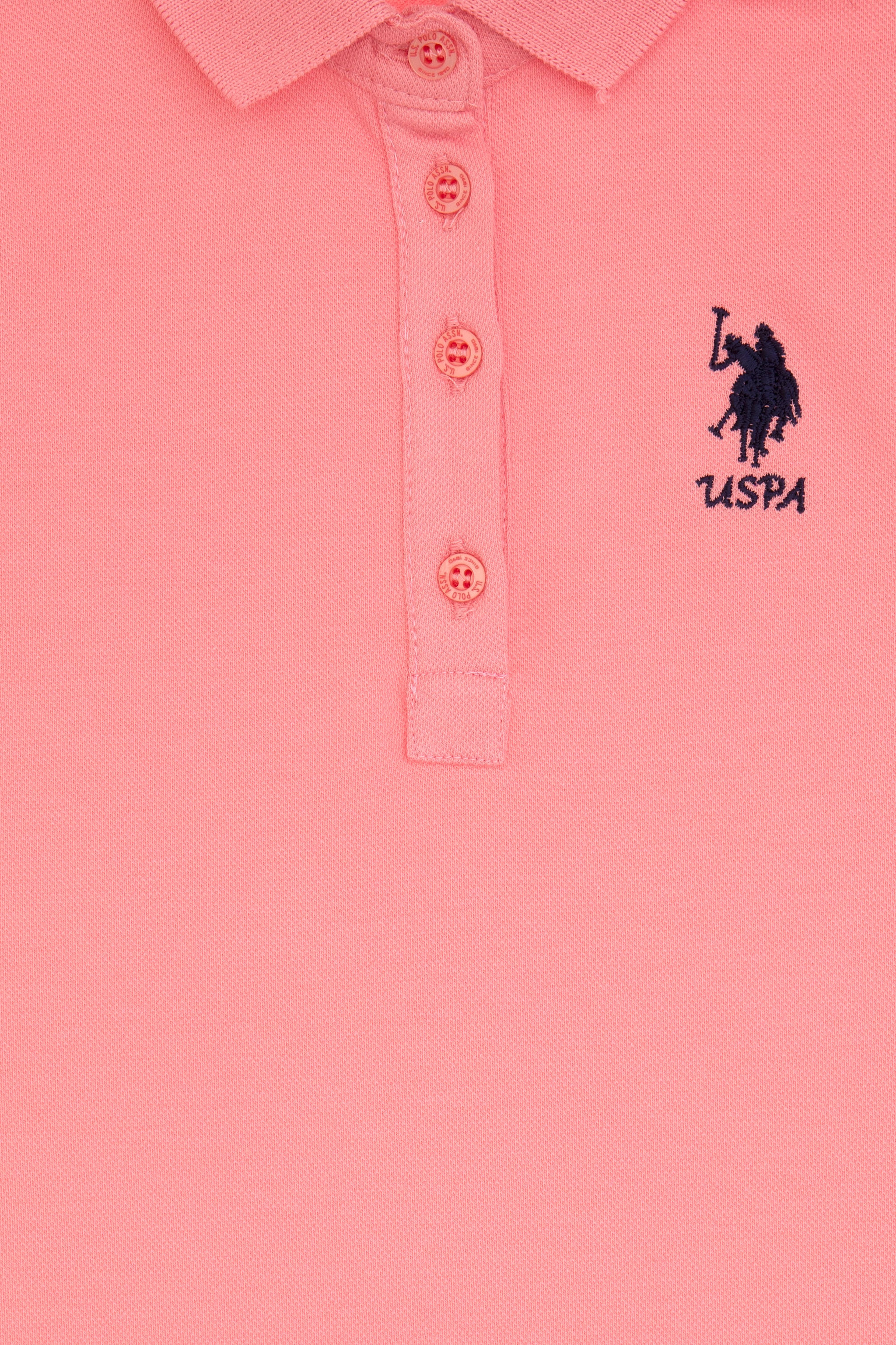 Kız Çocuk Pembe Polo Yaka Kolsuz A-Form Basic Örme Elbise - Image 5