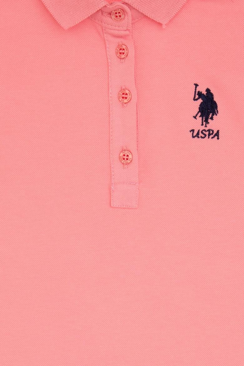 Kız Çocuk Pembe Polo Yaka Kolsuz A-Form Basic Örme Elbise - 50306052005