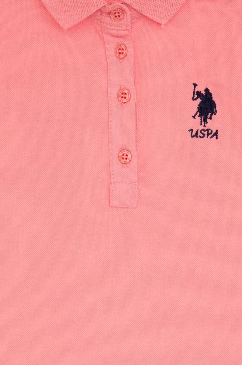 Kız Çocuk Pembe Polo Yaka Kolsuz A-Form Basic Örme Elbise