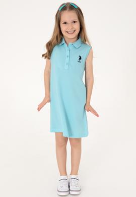 Kız Çocuk Aqua Polo Yaka Kolsuz A-Form Basic Örme Elbise - 50306052071