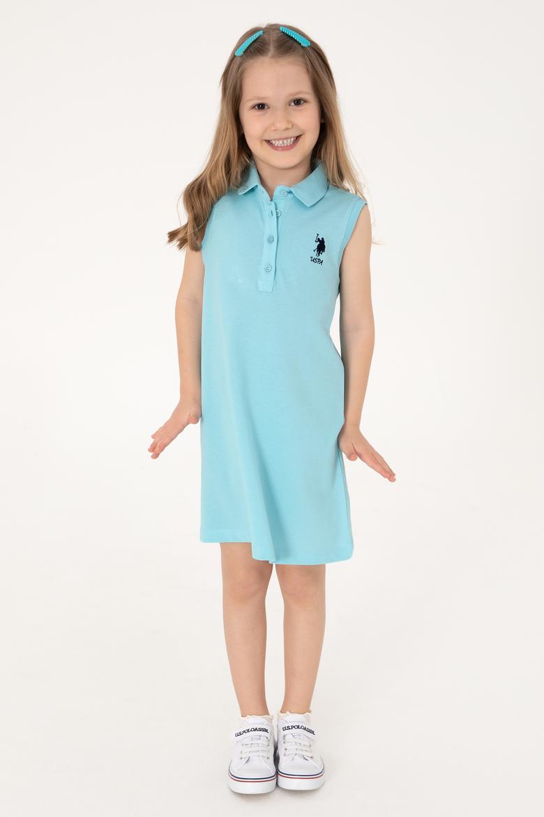 Kız Çocuk Aqua Polo Yaka Kolsuz A-Form Basic Örme Elbise - 50306052071
