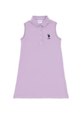 Kız Çocuk Lila Polo Yaka Kolsuz A-Form Basic Örme Elbise - 50306052038