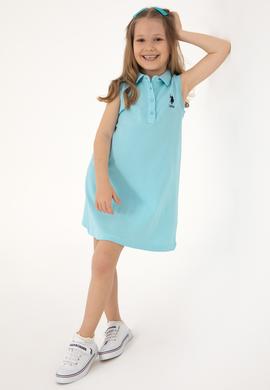 Kız Çocuk Aqua Polo Yaka Kolsuz A-Form Basic Örme Elbise - 50306052071