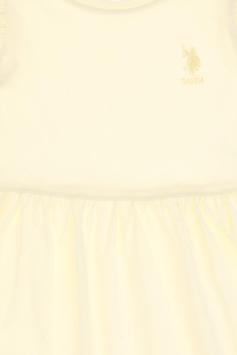 Kız Çocuk Limon Fırfır Kollu Bisiklet Yaka Pamuk Örme Elbise - 50306281033