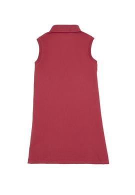 Kız Çocuk Vişne Polo Yaka Kolsuz A-Form Basic Örme Elbise - 50306052093