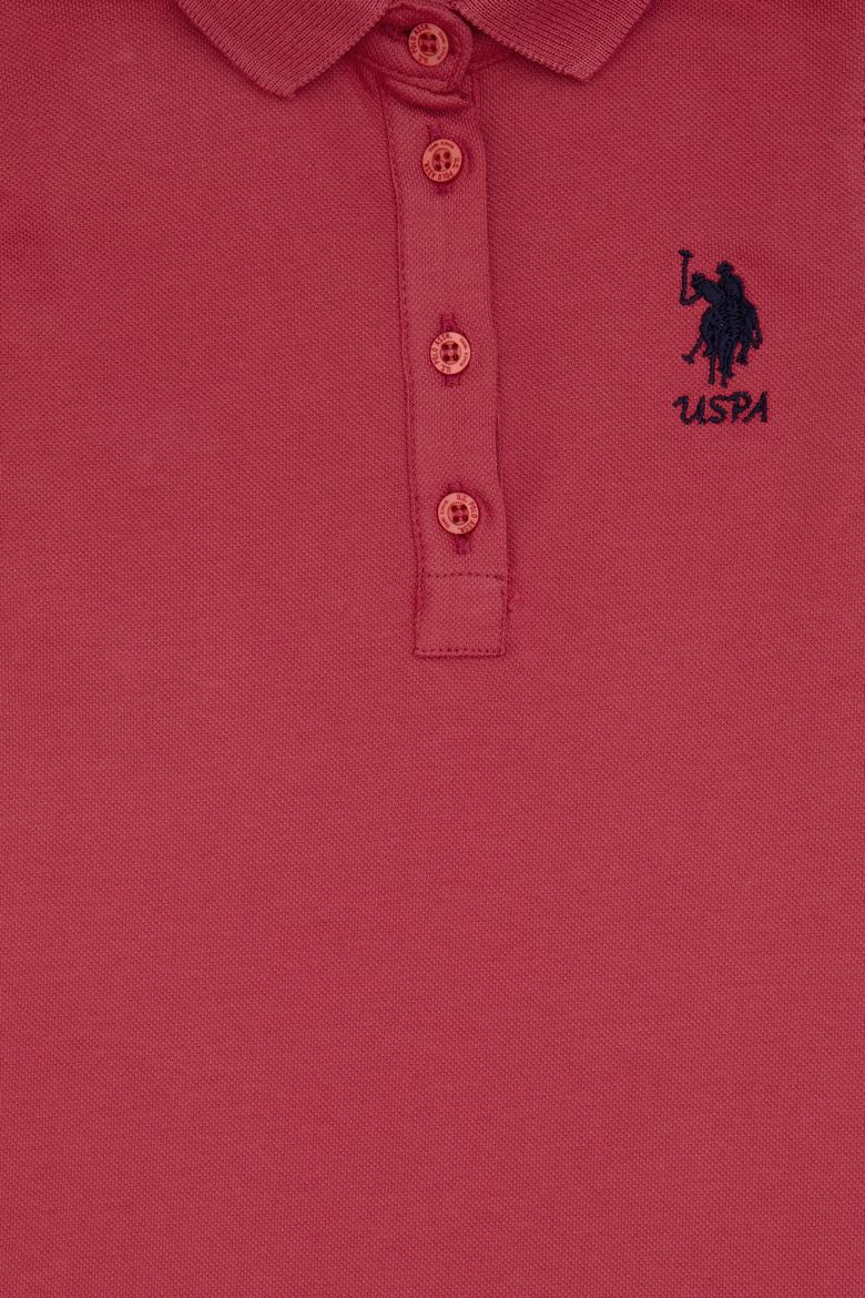 Kız Çocuk Vişne Polo Yaka Kolsuz A-Form Basic Örme Elbise - 50306052093