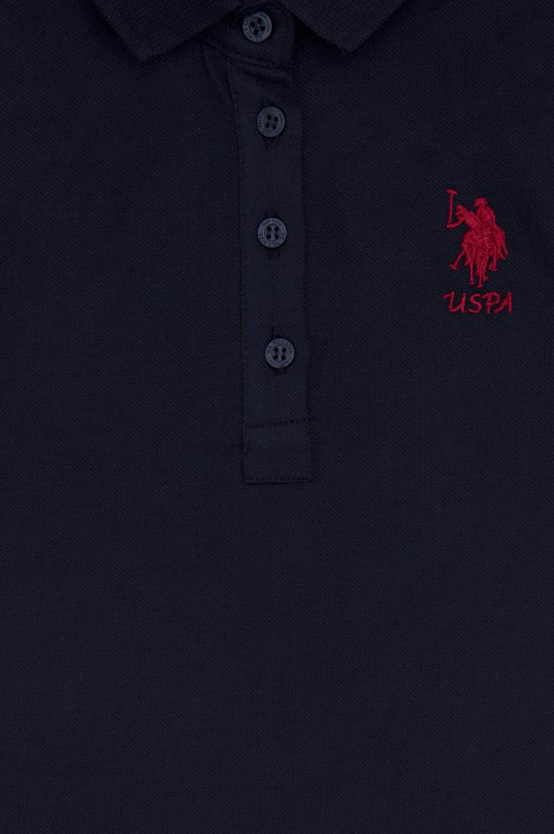 Kız Çocuk Lacivert Polo Yaka Kolsuz A-Form Basic Örme Elbise