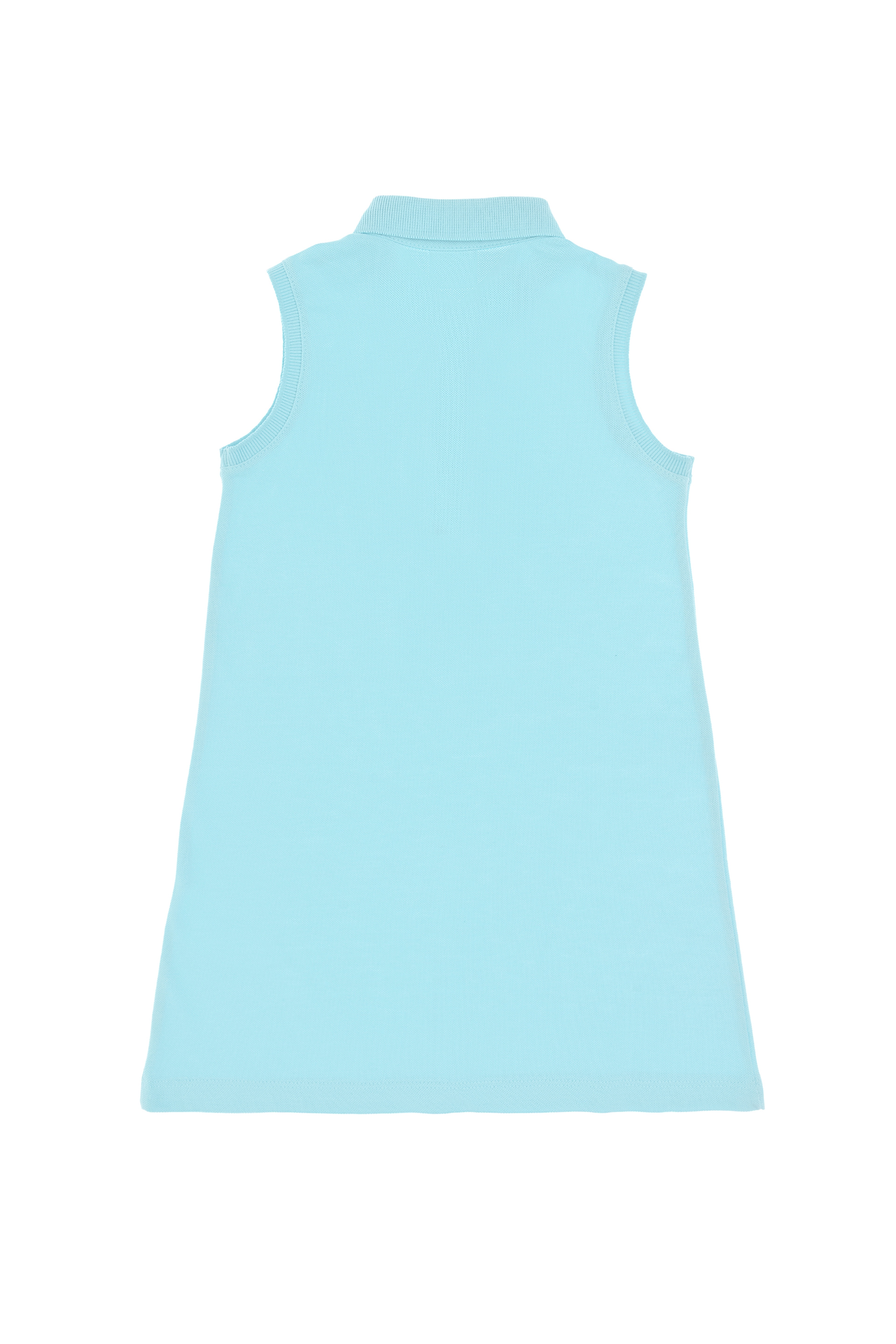 Kız Çocuk Aqua Polo Yaka Kolsuz A-Form Basic Örme Elbise