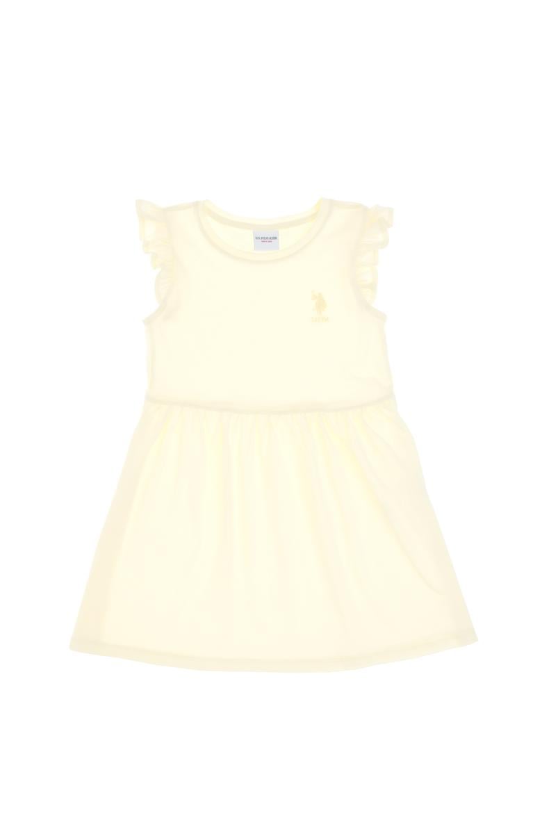 Kız Çocuk Limon Fırfır Kollu Bisiklet Yaka Pamuk Örme Elbise - 50306281033