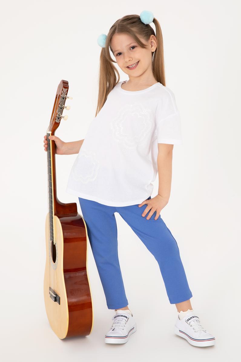 Kız Çocuk İndigo 3/4 Boy İnterlok Tayt