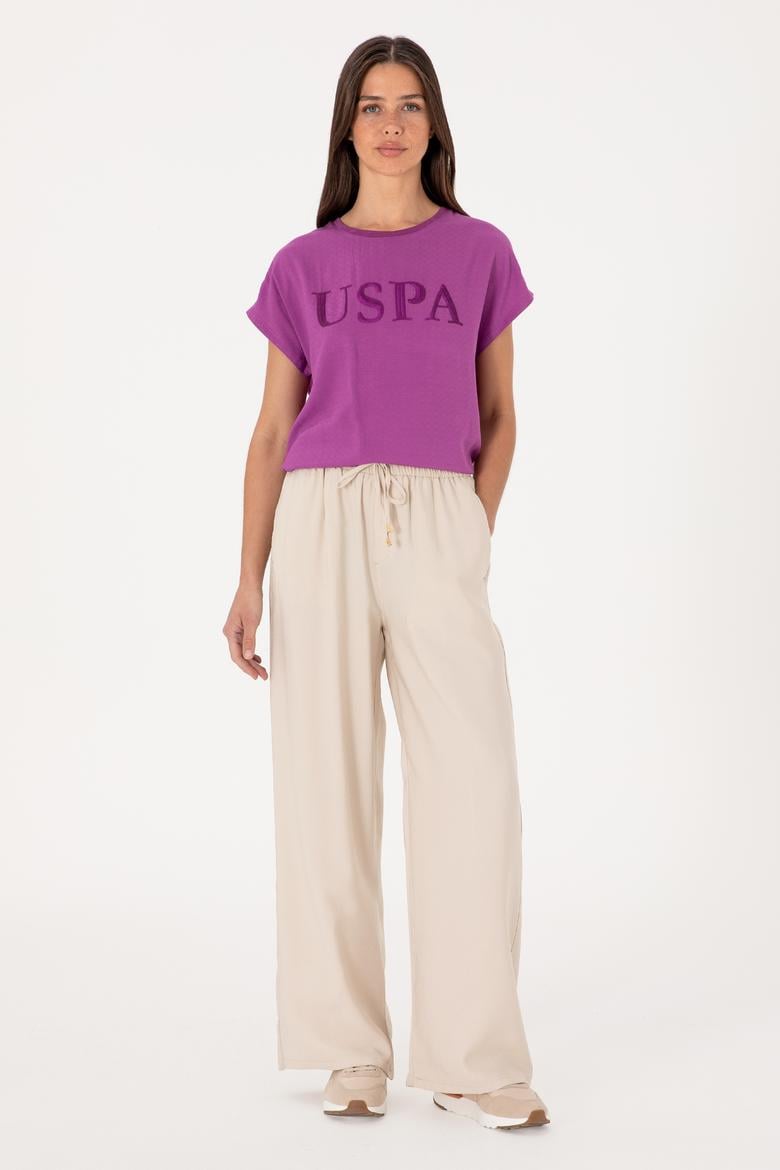 Kadın Menekşe Bisiklet Yaka Tişört - 50300777002