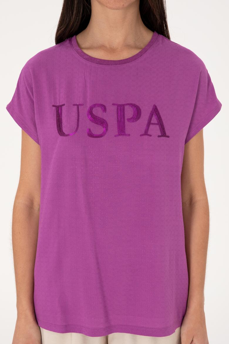 Kadın Menekşe Bisiklet Yaka Tişört - 50300777002