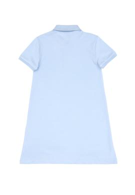 Kız Çocuk Açık Mavi Polo Yaka Kısa Kol A-Form Basic Örme Elbise - 50306051078