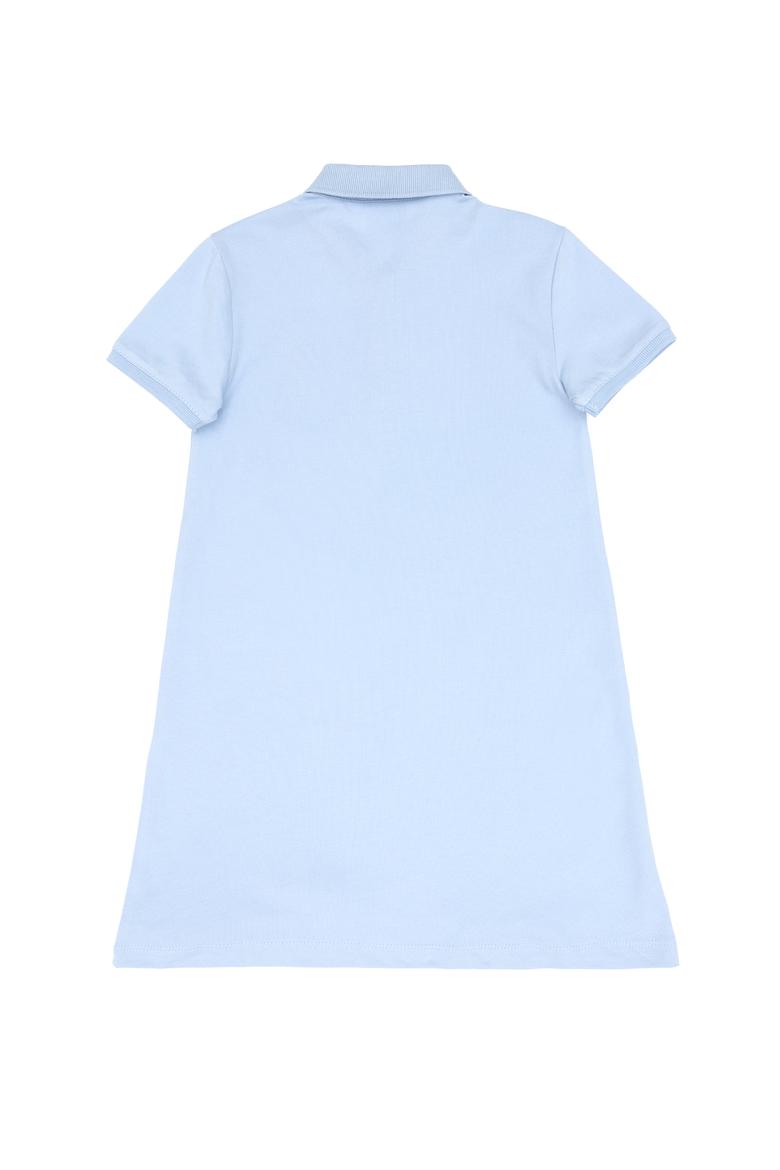 Kız Çocuk Açık Mavi Polo Yaka Kısa Kol A-Form Basic Örme Elbise - 50306051078