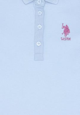 Kız Çocuk Açık Mavi Polo Yaka Kısa Kol A-Form Basic Örme Elbise - 50306051078