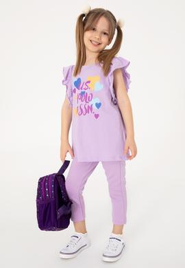 Kız Çocuk Lila 3/4 Boy İnterlok Tayt - 50306792011