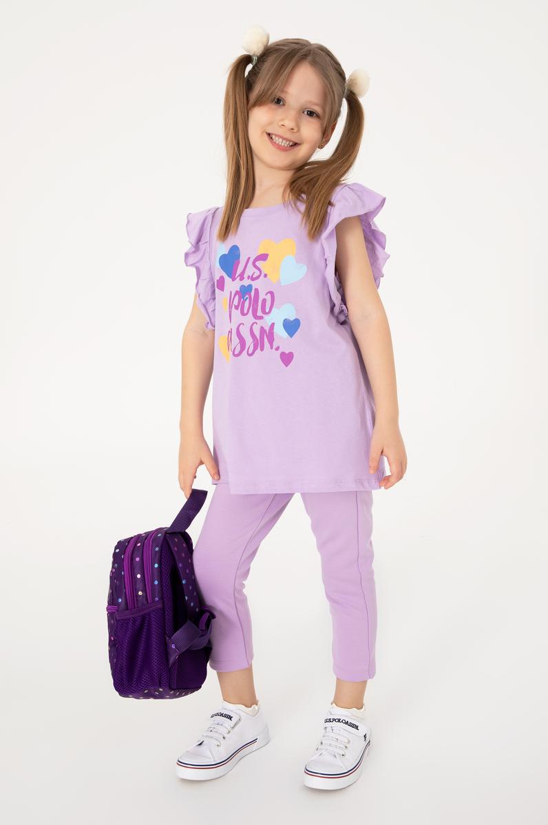 Kız Çocuk Lila 3/4 Boy İnterlok Tayt