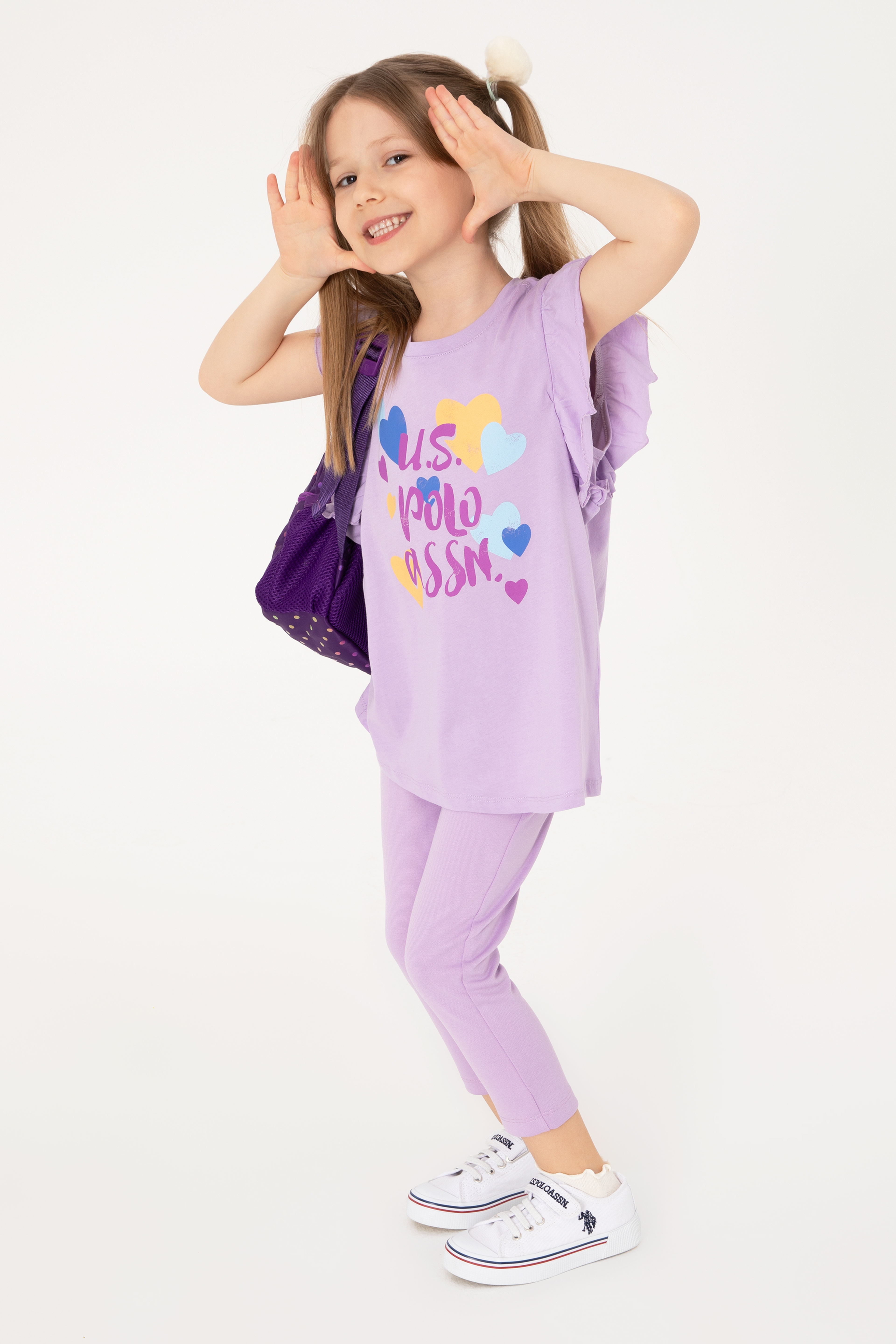 Kız Çocuk Lila 3/4 Boy İnterlok Tayt - Image 2