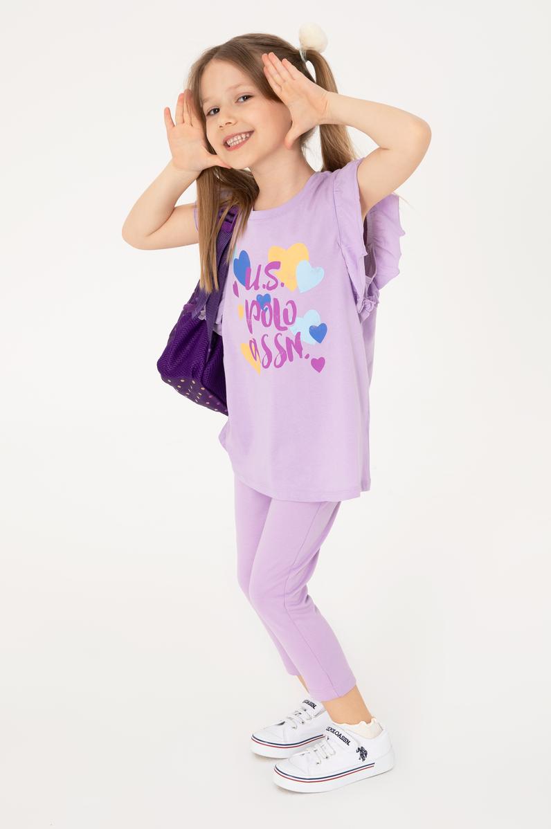 Kız Çocuk Lila 3/4 Boy İnterlok Tayt