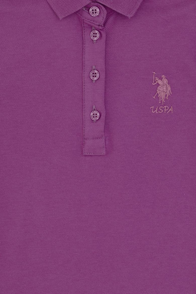 Kız Çocuk Menekşe Polo Yaka Kısa Kol A-Form Basic Örme Elbise - 50306051099