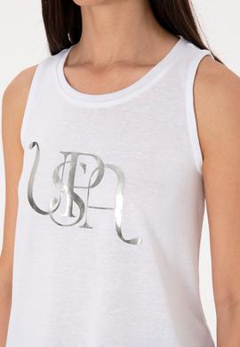 Kadın Beyaz Kolsuz Bisiklet Yaka Tişört - 50305609022