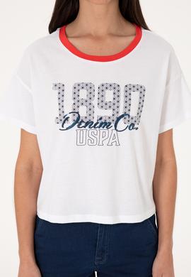 Kadın Beyaz Bisiklet Yaka Tişört - 50299732005