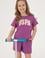 Kız Çocuk Menekşe Bisiklet Yaka Uspa Baskılı Pamuk Tişört