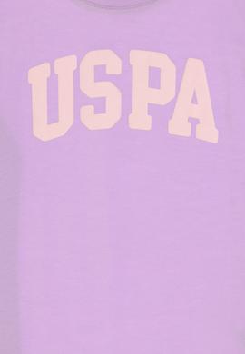 Kız Çocuk Lila Bisiklet Yaka Pamuk Simli Uspa Baskılı Basic Tişört - 50306042065