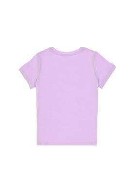 Kız Çocuk Lila Bisiklet Yaka Pamuk Simli Uspa Baskılı Basic Tişört - 50306042065