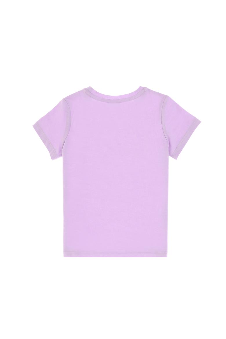 Kız Çocuk Lila Bisiklet Yaka Pamuk Simli Uspa Baskılı Basic Tişört - 50306042065
