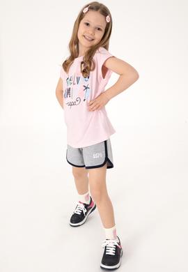 Kız Çocuk Gri Melanj Regular Fit Örme Şort - 50306297036